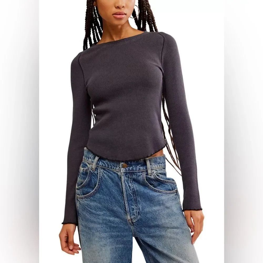 Free People We the Free Easy Does It Tee Black Size Medium
